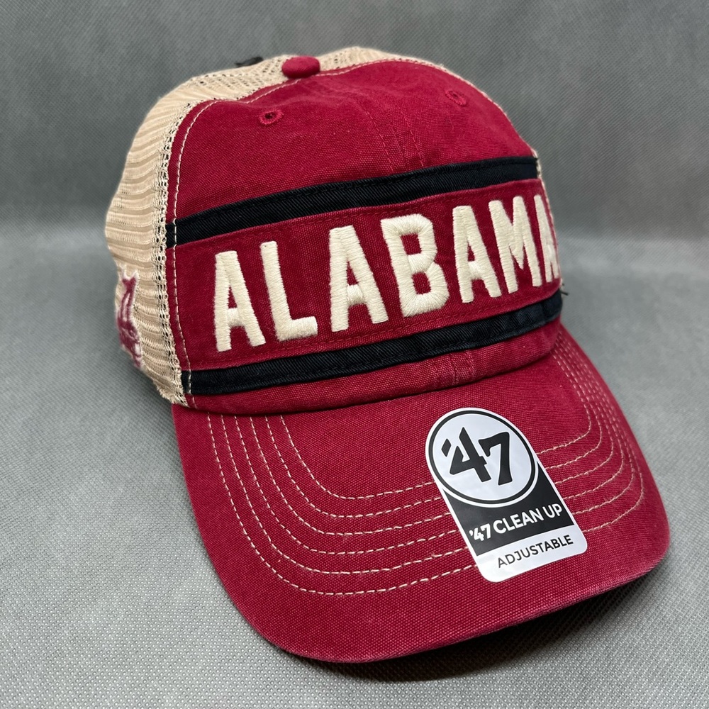 Alabama Crimson Tide Brand ‘47 Clean Up Trucker Snapback Hat Cap Mesh Snapback